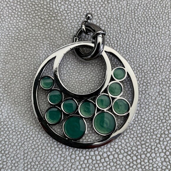 Dyrberg/Kern Idoya large turquoise enamel and silver pendant - Picture 3 of 5